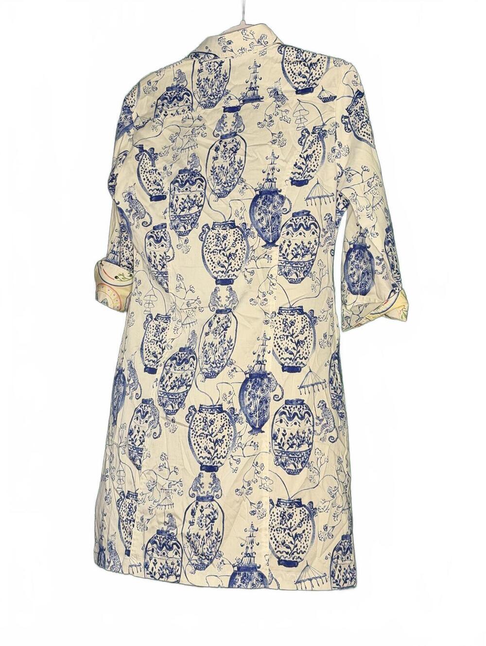 Dizzy Lizzie Chinoiserie Shirt Dress - Chinoiserie Print